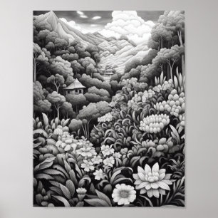 Affiche de coloriage du paysage relaxant