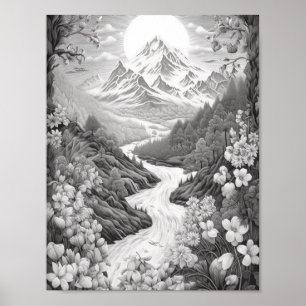 Affiche de coloriage du paysage relaxant