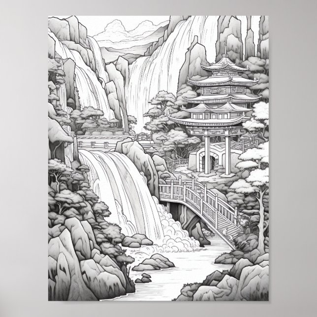 Affiche de coloriage du paysage relaxant (Devant)