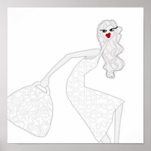 Affiche de coloriage fille heureuse qui danse glam