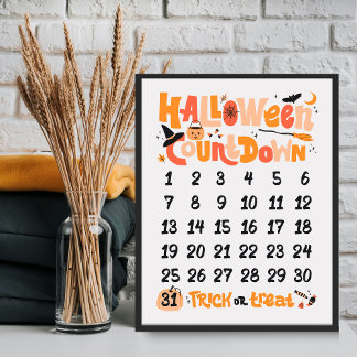 Affiche de compte à rebours Halloween Bohème Migno