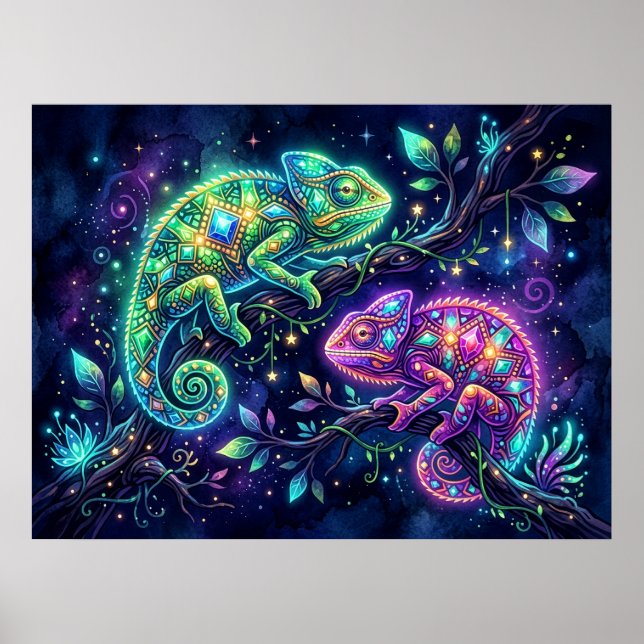 Affiche de conception de caméléon bijou (Devant)