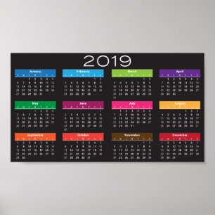 Affiche de conception du calendrier 2019