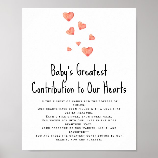 Affiche de contribution Bébé coeurs à l'aquarelle (Devant)