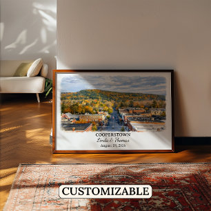 Affiche de Cooperstown New York, Aquarelle, Sur me