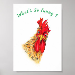 Affiche de Coq Curieux et Enjoué Amusant - Votre T