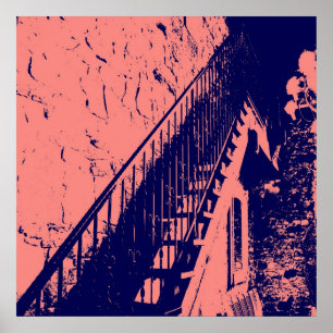 Affiche de corail faite sur commande d'escaliers