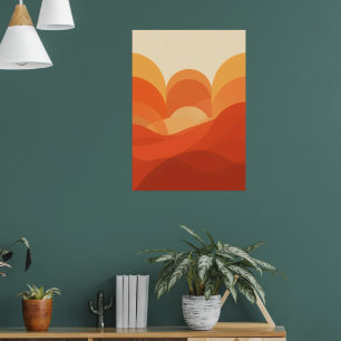 Affiche de coucher de soleil sur des collines ondo