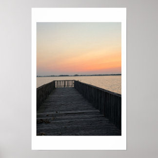 Affiche de coucher de soleil sur le paysage aquati