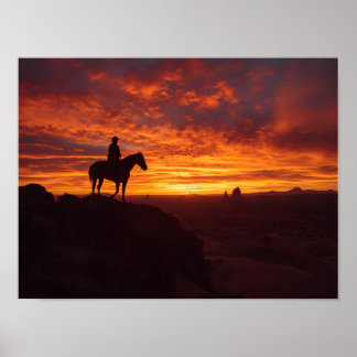 Affiche de coucher de soleil texan enflammé - West