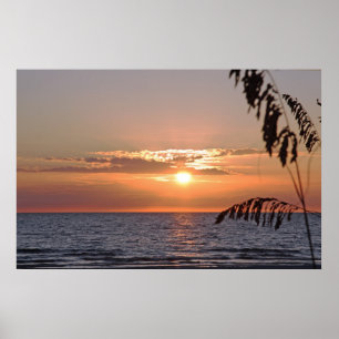 Affiche de coucher du soleil d'île de trésor, vue