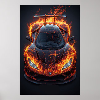 Affiche de course de supercar enflammée pour décor