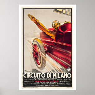 Affiche de course vintage du circuit de Milan