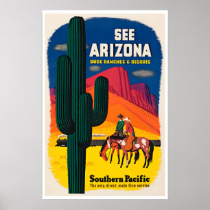 Affiche de cow-boy d'art de l'Arizona Western Sout