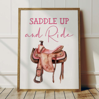 Affiche de cowgirl Saddle Up pour la décoration de
