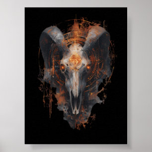 Affiche de crâne de bélier Occultisme Steampunk Ar
