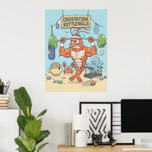 Affiche de crevette musclée - Art mural de gym amu
