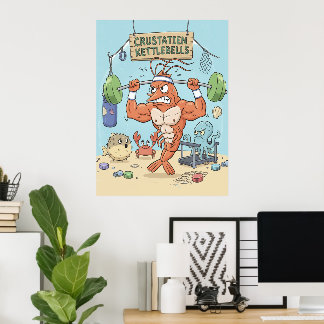 Affiche de crevette musclée - Art mural de gym amu