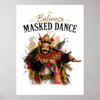Affiche de danse masquée balinaise