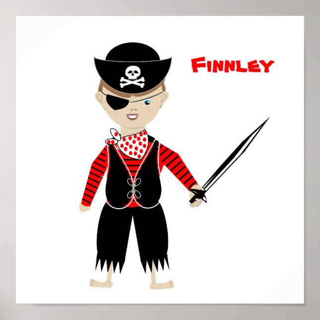 Affiche de décoration de chambre de garçons pirate (Devant)