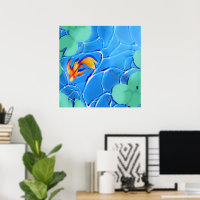 Affiche de décoration murale de jardin d'eau bleue