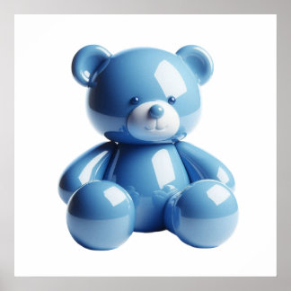Affiche de décoration murale Ourson bleu mignon po