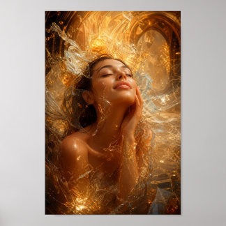 Affiche de décoration murale Sérénité en verre dor