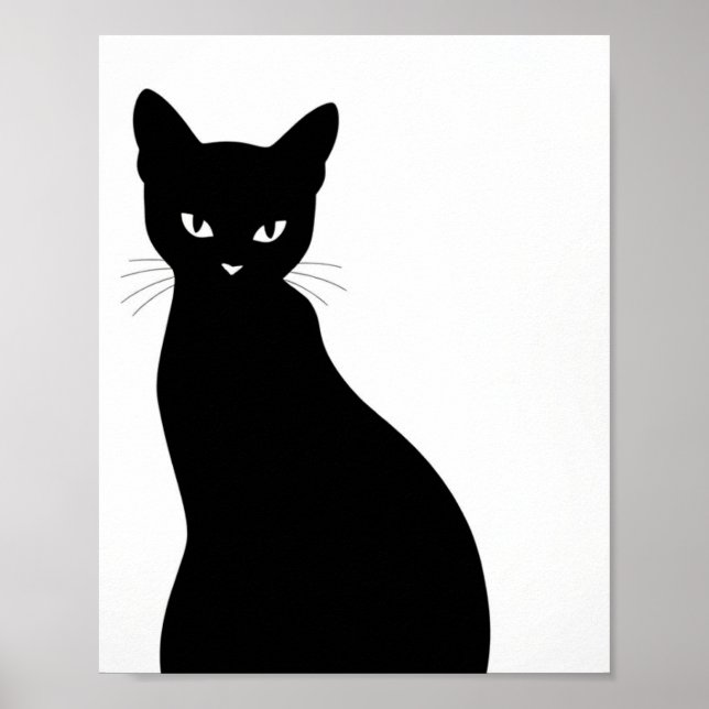 Affiche de décoration murale silhouette de chat no (Devant)
