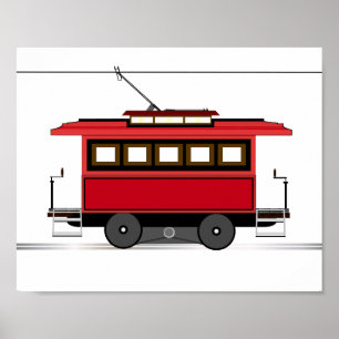 Affiche de décoration pour enfants Tramway Trolley