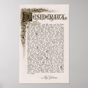 Affiche de DESIDERATA par Ehrmann=Charcoal maximum
