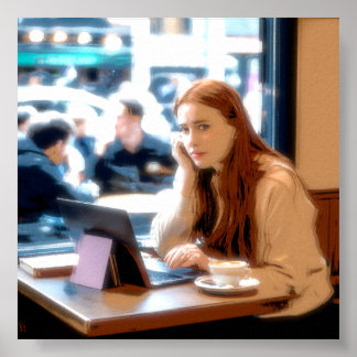 Affiche de design d'art mural "Triste Café"