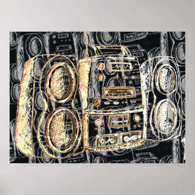 Affiche de design Hip hop Urban Boombox (Devant)