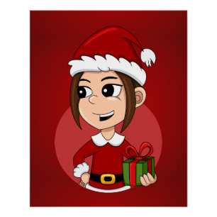affiche de dessin animé de fille de Noël