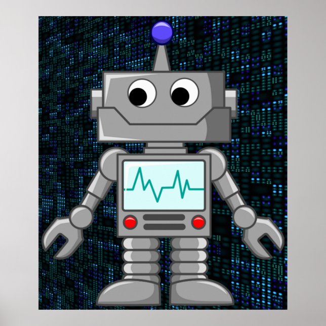 affiche de dessin animé de robot (Devant)