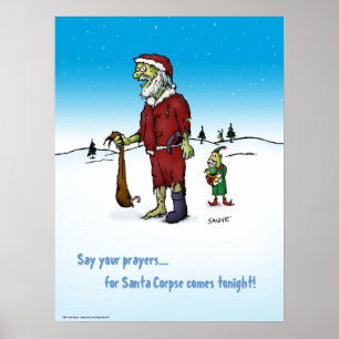 Affiche de dessin animé de zombie de corps de Sant