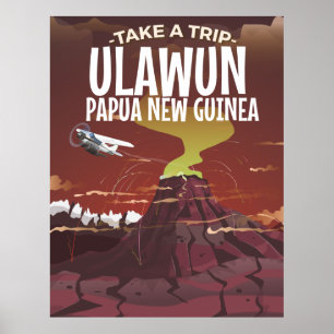 Affiche de dessin humoristique vintage Ulawun Papo