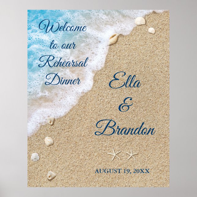 Affiche de dîner de répétition de vagues de plage  (Devant)