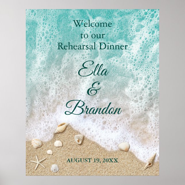 Affiche de dîner de répétition de vagues de plage (Devant)