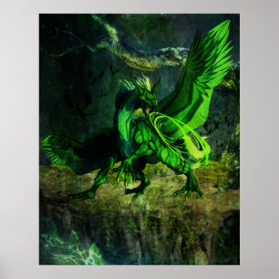 affiche de dragon vert