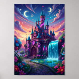 Affiche de fantaisie de cascade du château de la d