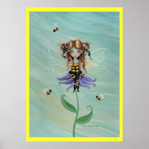 Affiche de fantaisie de fée abeille à miel mignonn
