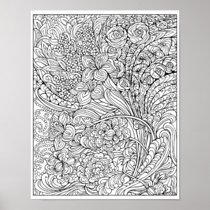 Affiche de fantaisie florale de coloration
