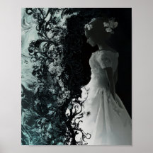 Affiche de fantaisie gothique Art mural de mariée 