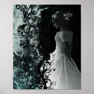 Affiche de fantaisie gothique Art mural de mariée 
