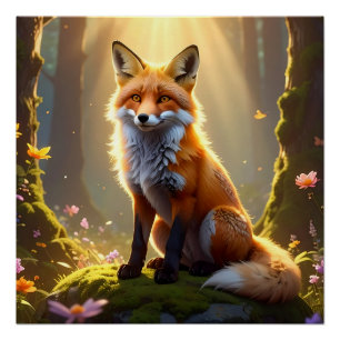 Affiche de fantaisie Renard de la Forêt Enchantée