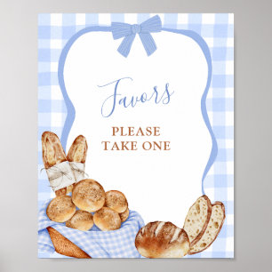 Affiche de faveurs de gingham à carreaux bleus Bun