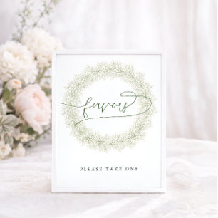 Affiche de Favors de Mariage Fleurs Blanches Class