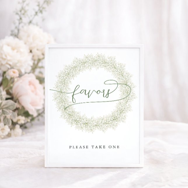 Affiche de Favors de Mariage Fleurs Blanches Class (Créateur téléchargé)