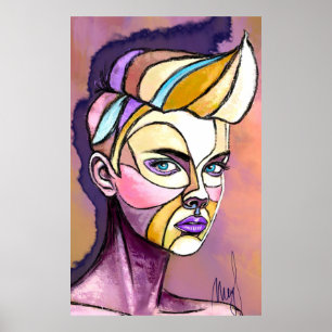 Affiche de femme punk colorée