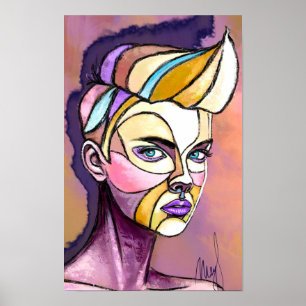 Affiche de femme punk colorée